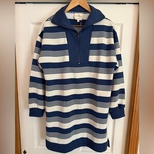 Umgee - Unisex Blue and White Zip-Up Sweater